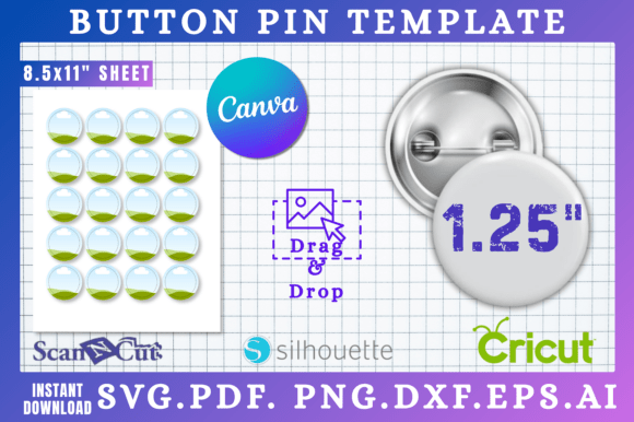 1.25 Button Pin Sublimation Template