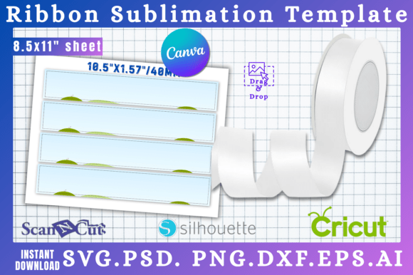 10.5x1.57 Ribbon Sublimation Template: Canva Graphics