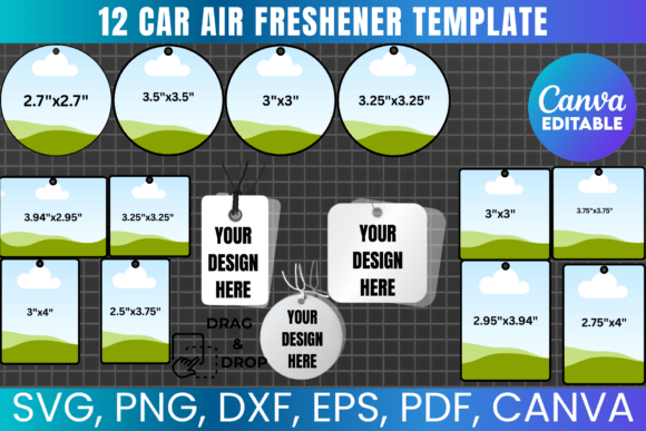 12 Car Air Freshener Template Bundle: Canva Graphics for Brand-Forward Design