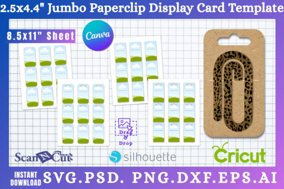 2.5x4.4 Paper Clip Display Card SVG for Canva & Graphics