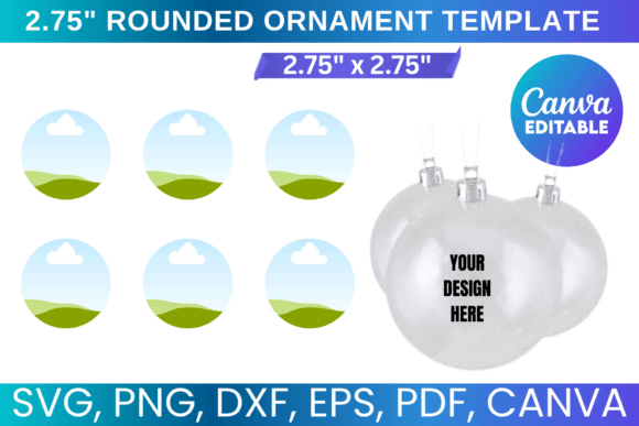 2.75Inch Round Ceramic Ornament Template: Graphics for Canva & More