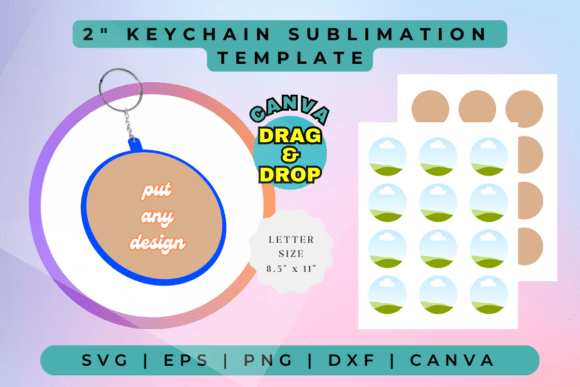 2 Circle Keychain Sublimation Template: Graphics for Canva & Beyond
