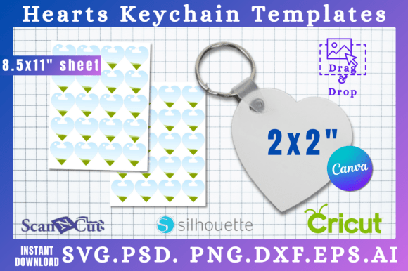 2 Heart Photo Keychain Template: Canva Graphics