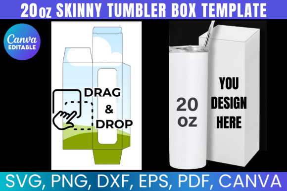 20oz Skinny Tumbler Box Template: Graphics for Canva