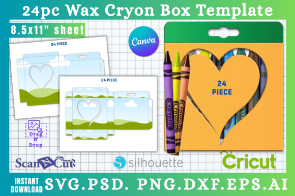 24pc Wax Crayon Box Graphics for Canva