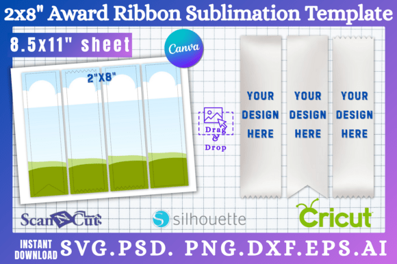 2x8 Award Ribbon Sublimation Templates: Graphics for Canva