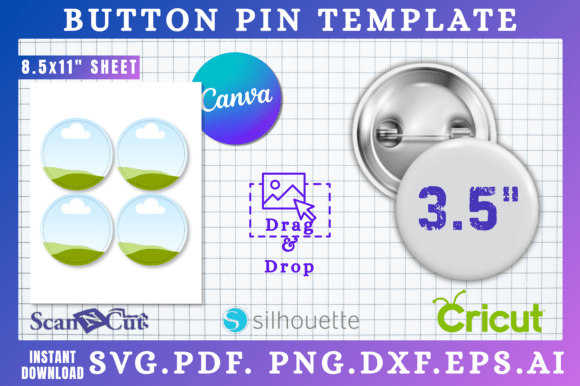 3.5 Button Pin Sublimation Template