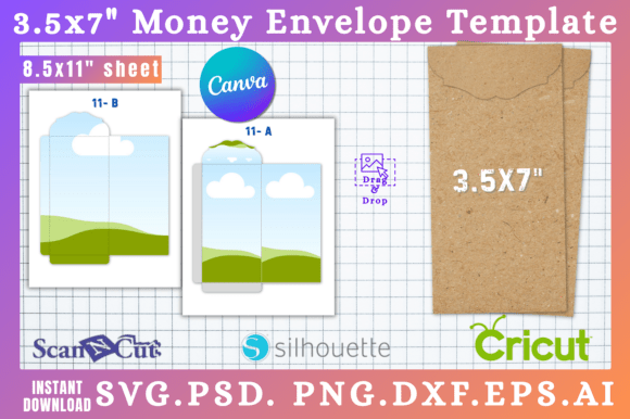3.5x7 Money Envelope SVG Template 11 — Graphics for Canva & Crafters