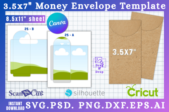 3.5x7 Money Envelope SVG Template 25 for Canva Graphics