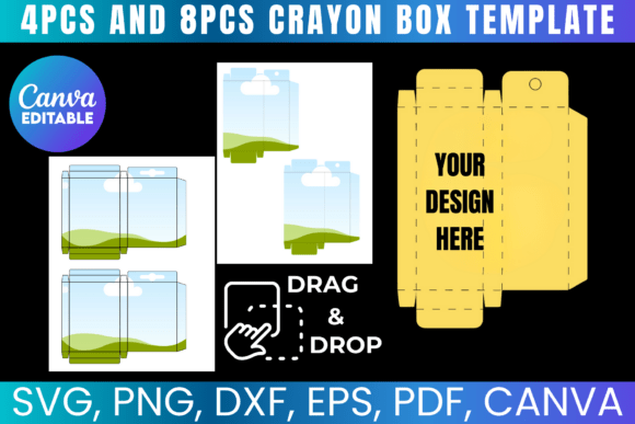 4–8 PCS Crayon Box Template: Canva Graphics for Local Branding