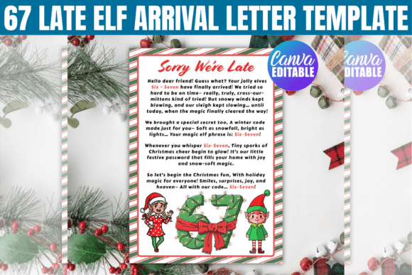 67 Late Elf Arrival Letter Template: Canva Graphics