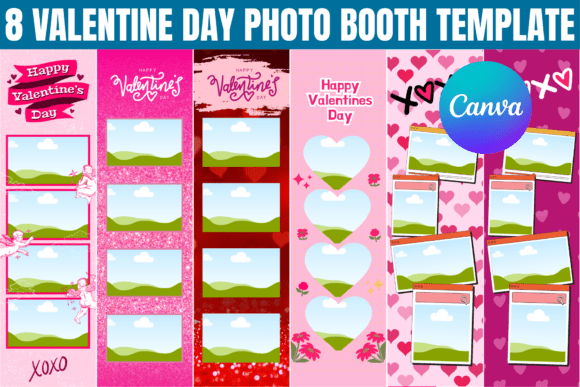 8 Valentine’s Day Photo Booth Template: Canva Graphics