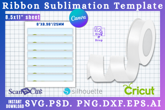 8x0.98 25mm Ribbon Sublimation Template