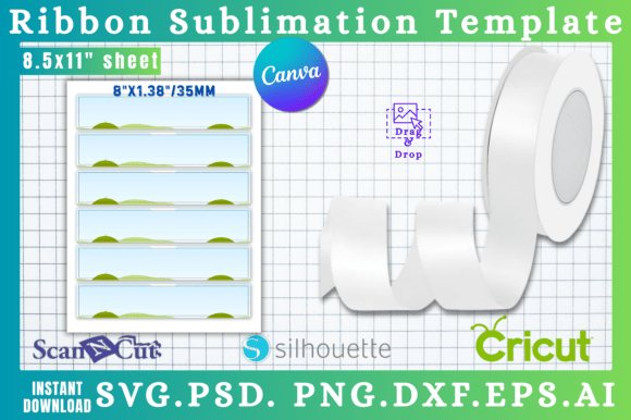 8x1.38 35mm Ribbon Sublimation Template