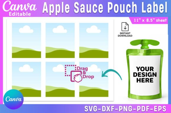 Apple Sauce Pouch Label Juice Pouch Graphics for Canva