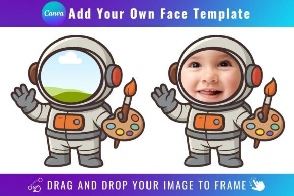 Astronaut Add Your Own Face Template: Canva Graphics