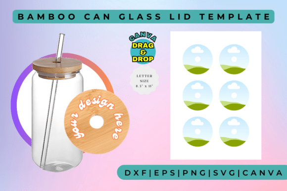 Bamboo Can Glass Lid Template: Graphics for Canva Sellers