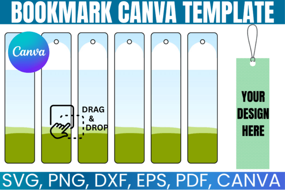 Bookmark Template, Custom Bookmark: Graphics for Canva Branding