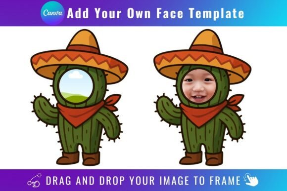 Cactus Add Your Own Face Template: Canva Graphics