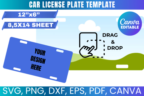 Car License Plate Sublimation Template: Canva Graphics