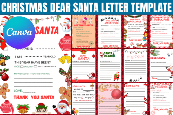 Christmas Dear Santa Letter Template: Graphics for Canva