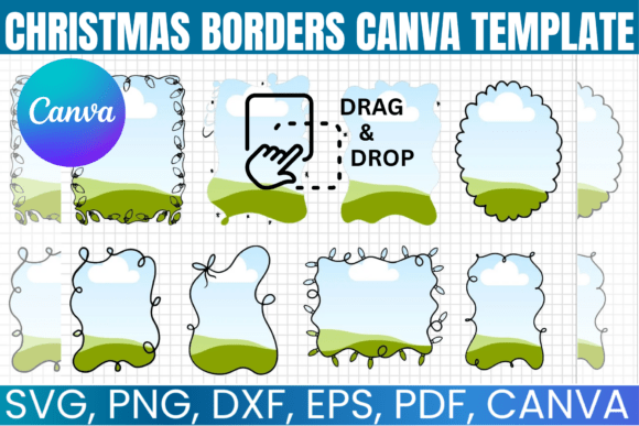 Christmas Whimsical Borders Template Graphics for Canva