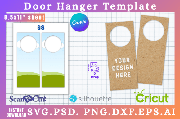 Doorknob Hanging Sign SVG: Canva Graphics Template
