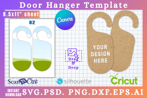 Doorknob Hanging Sign SVG Cut Template 2 — Graphics for Canva & Crafters