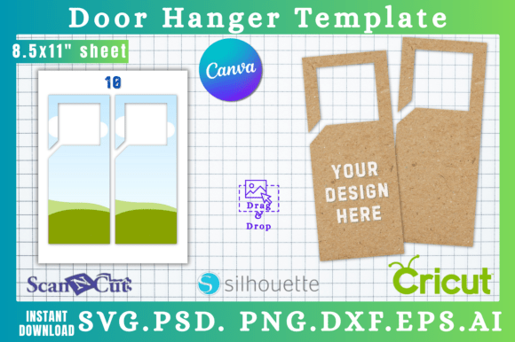 Doorknob Hanging Sign SVG Cut Template10 Graphics for Canva