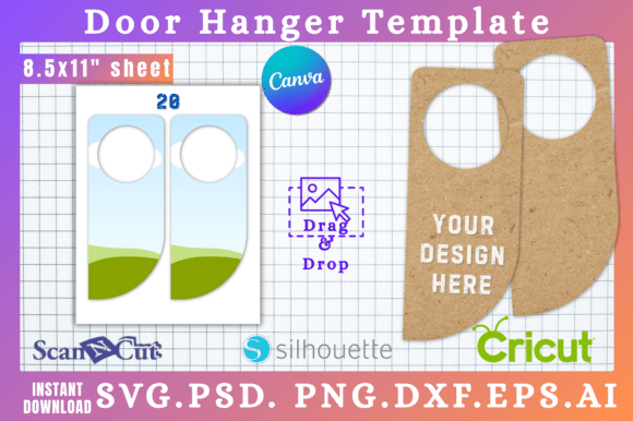 Doorknob Hanging Sign SVG Cut Template20 Graphics for Canva