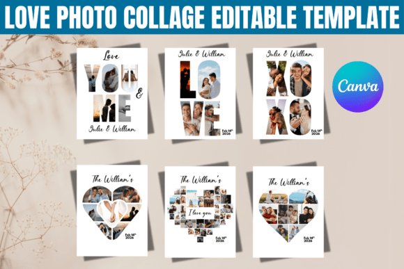 Love Photo Collage Editable Template: Canva Graphics for Couples