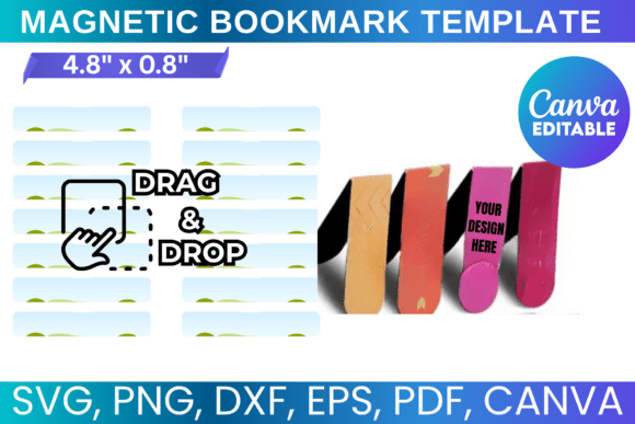 Magnetic Bookmark Template SVG Graphics for Canva