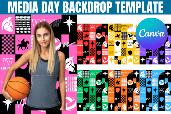 Media Day Backdrop Editable Template: Canva Graphics