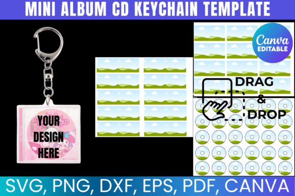 Mini Album CD Keychain Template: Canva Graphics for Handmade Creators