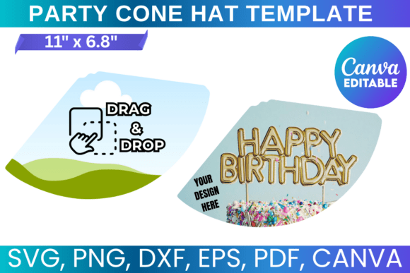 Party Cone Hat Template SVG: Canva Graphics for Brand Campaigns