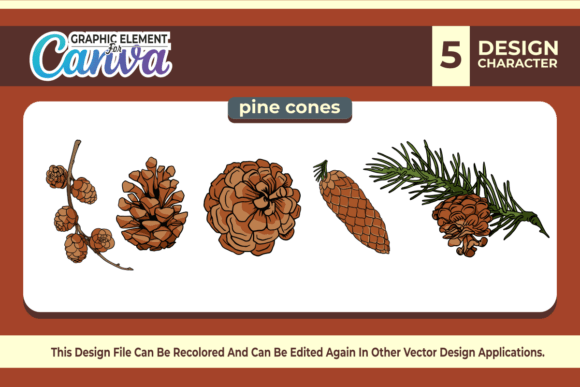 Pinecone Graphic Element Vector Set