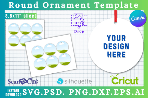 Printable Round Ornament SVG Templates: Canva-Friendly Graphics