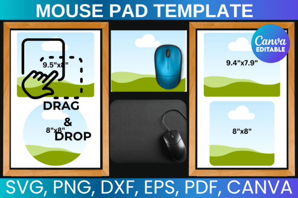 Rectangle Mouse Pad Bundle Template: Graphics for Canva Branding