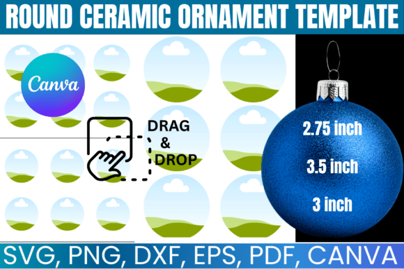 Round Ceramic Ornament Template Bundle