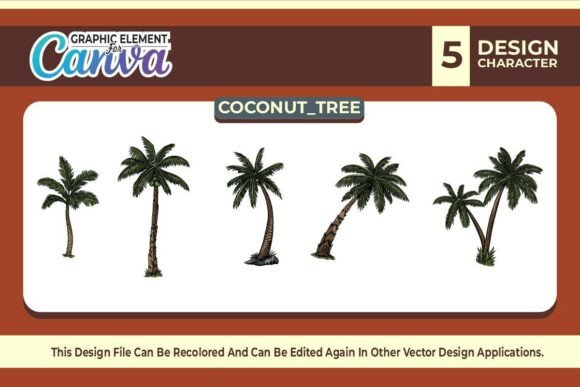 Silhouette Coconut Tree Graphic Element for Canva & Crafting
