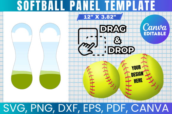 Softball Panel Template SVG: Graphics for Canva Branding