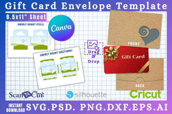 Swirly Heart Gift Card Holder: Canva Graphics Template