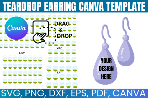 Teardrop Earring Template SVG: Canva Graphics for Sellers